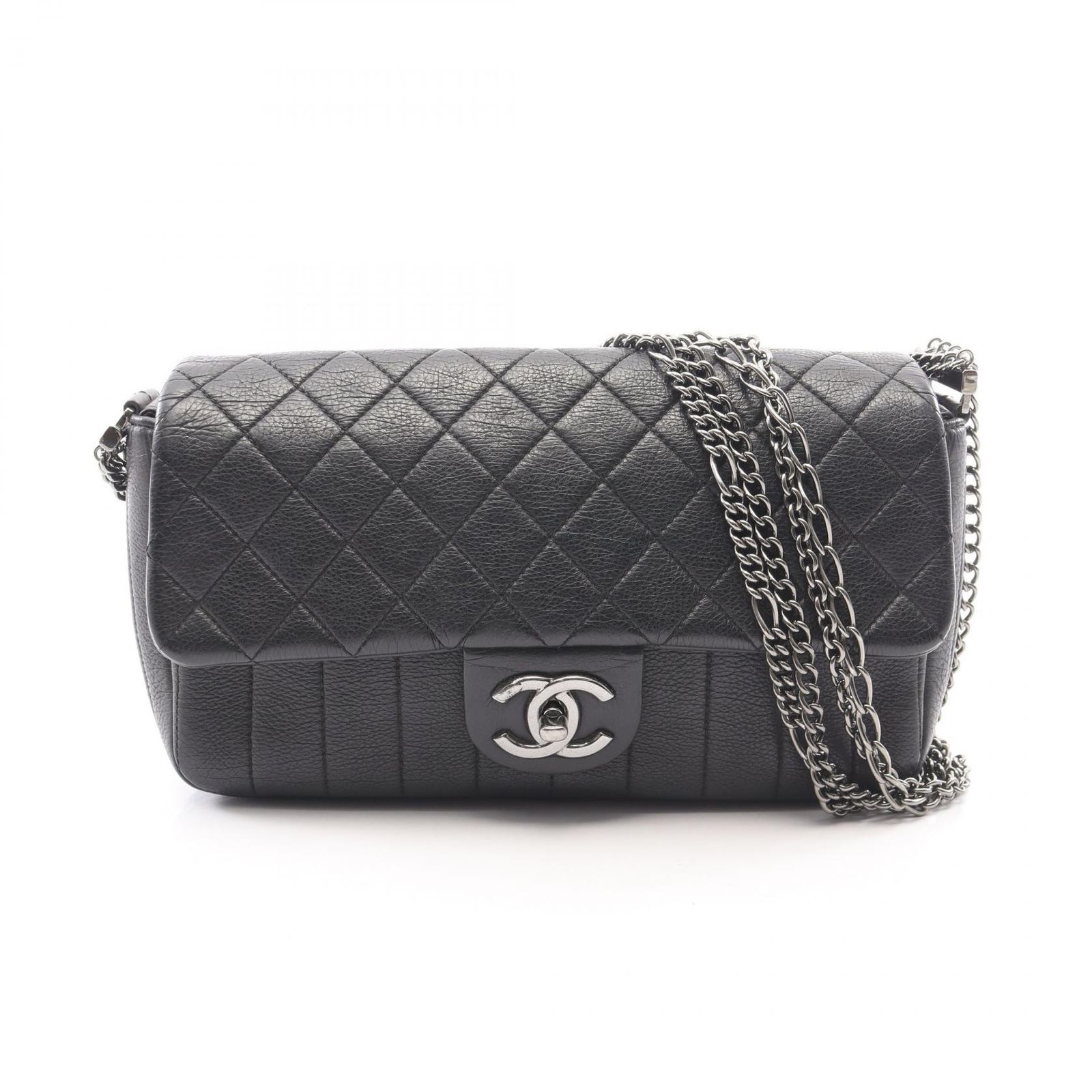 シャネル CHANEL ショルダーバッグ マトラッセ ブラック レザー マトラッセ マドモアゼル チェーンショルダー レディース Used B
