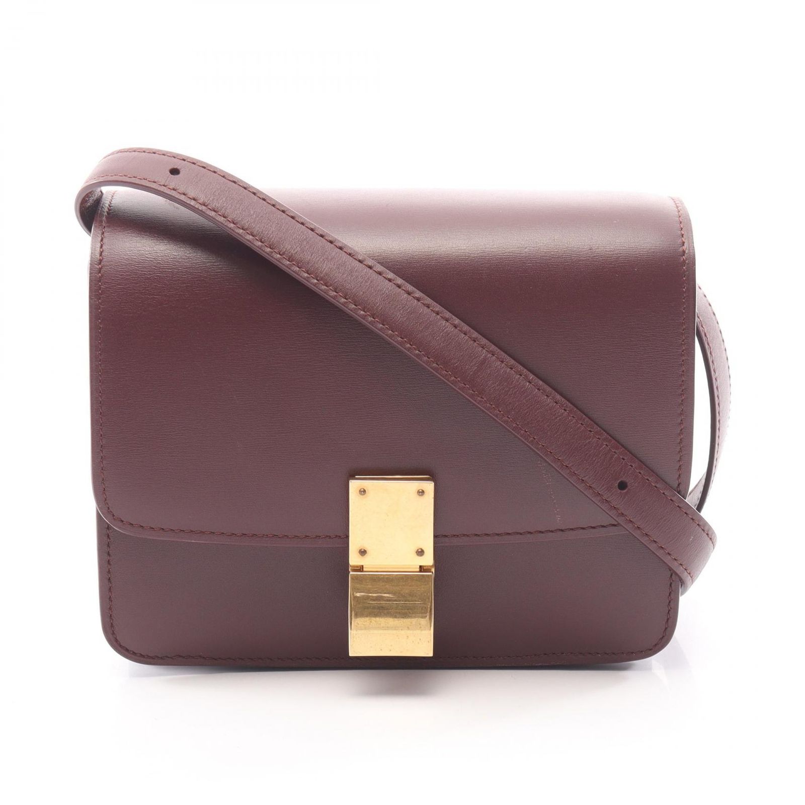 セリーヌ CELINE ショルダーバッグ クラシック ボックス スモール 189183 ボルドー レザー クラスック ボックス スモール レディース Used B 64,240円