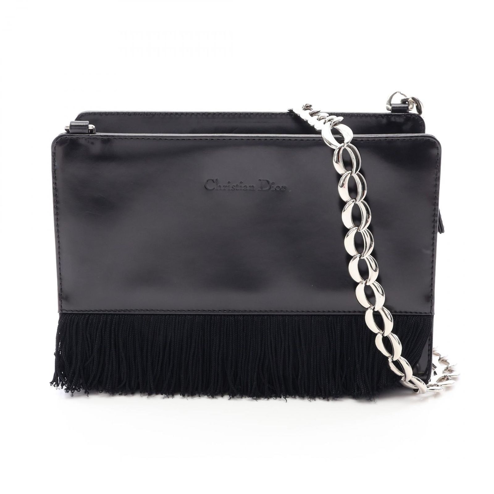 ディオール Dior ショルダーバッグ フリンジ ブラック その他 フリンジ チェーンショルダー レディース Used A