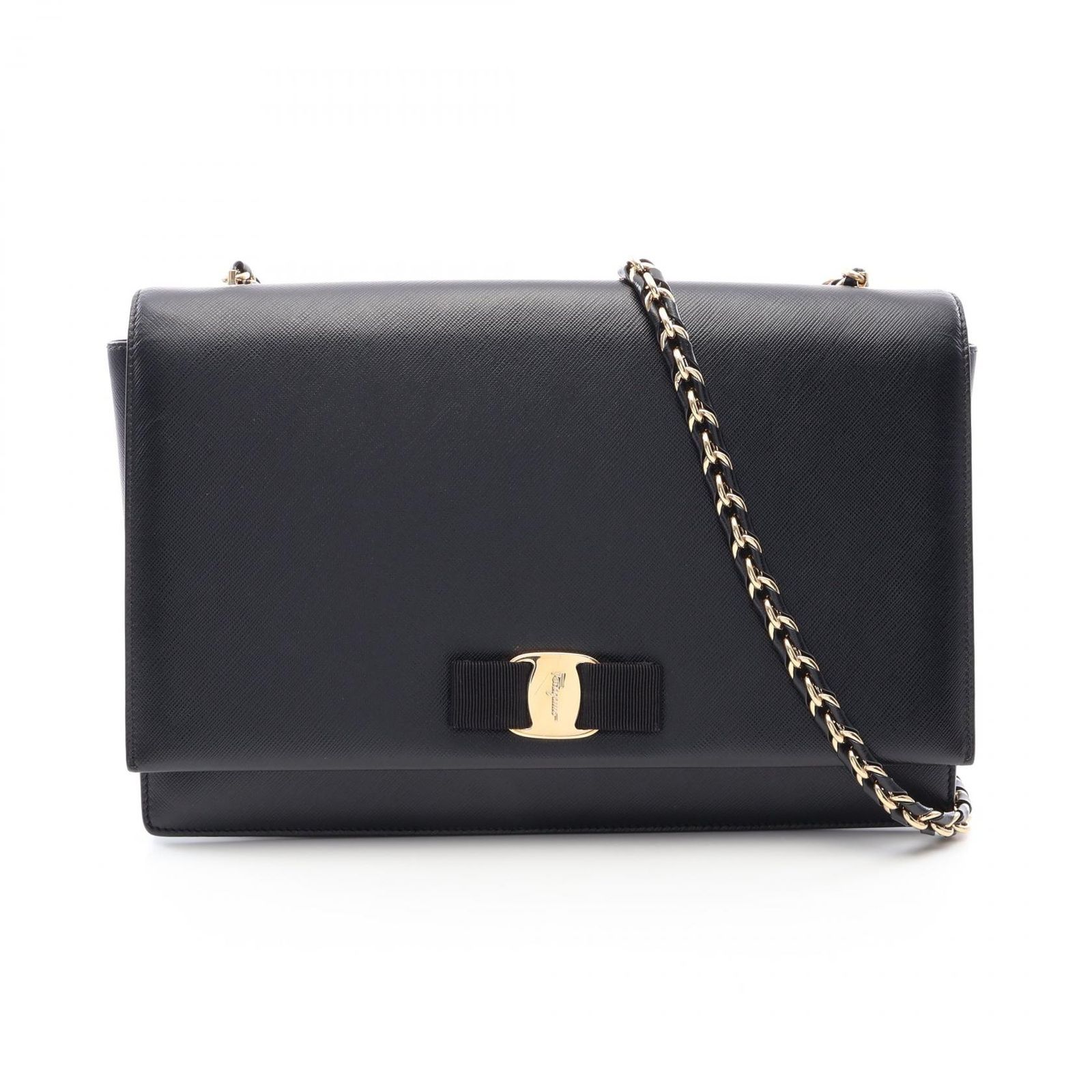 サルヴァトーレフェラガモ Salvatore Ferragamo ショルダーバッグ ヴァラ リボン ブラック レザー ヴァラ リボン チェーンショルダーバッグ レディース Used A 41,470円
