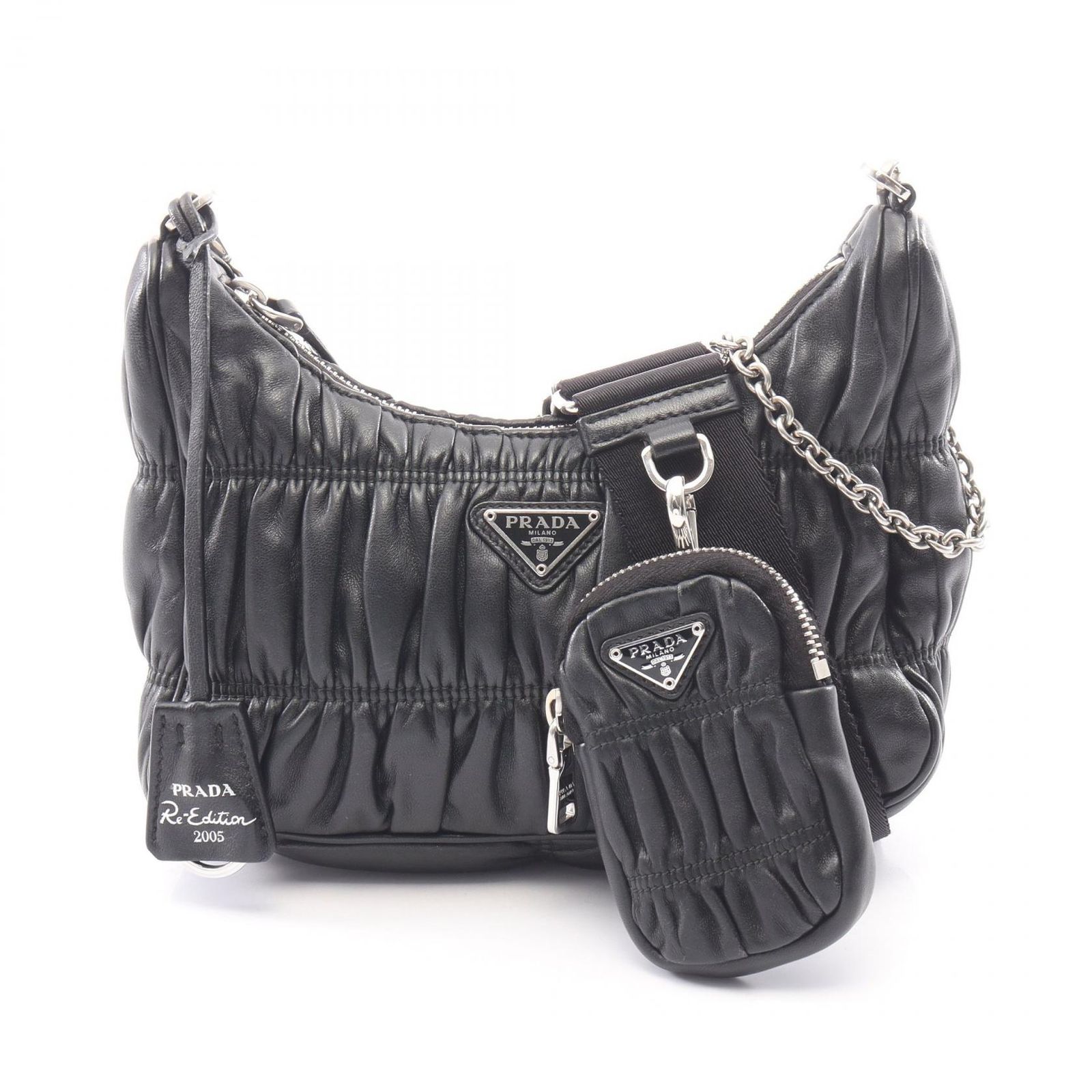 プラダ PRADA ショルダーバッグ Re-Edition 2005 2WAY ブラック レザー Re-Edition 2005 ギャザー ショルダーバッグ レディース Used A 126,400円