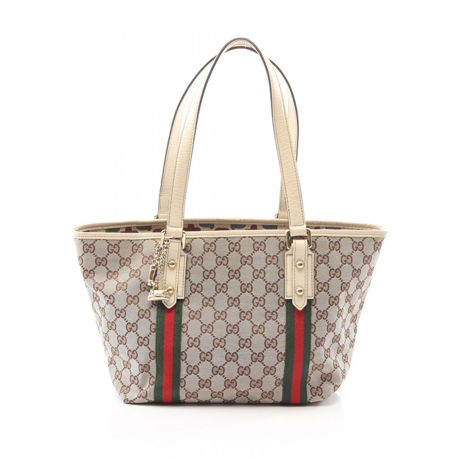 グッチ GUCCI トートバッグ GGキャンバス シェリーライン 137396 ベージュ/ホワイト/マルチ キャンバス レザー シェリーライン トートバッグ レディース Used B 41,470円