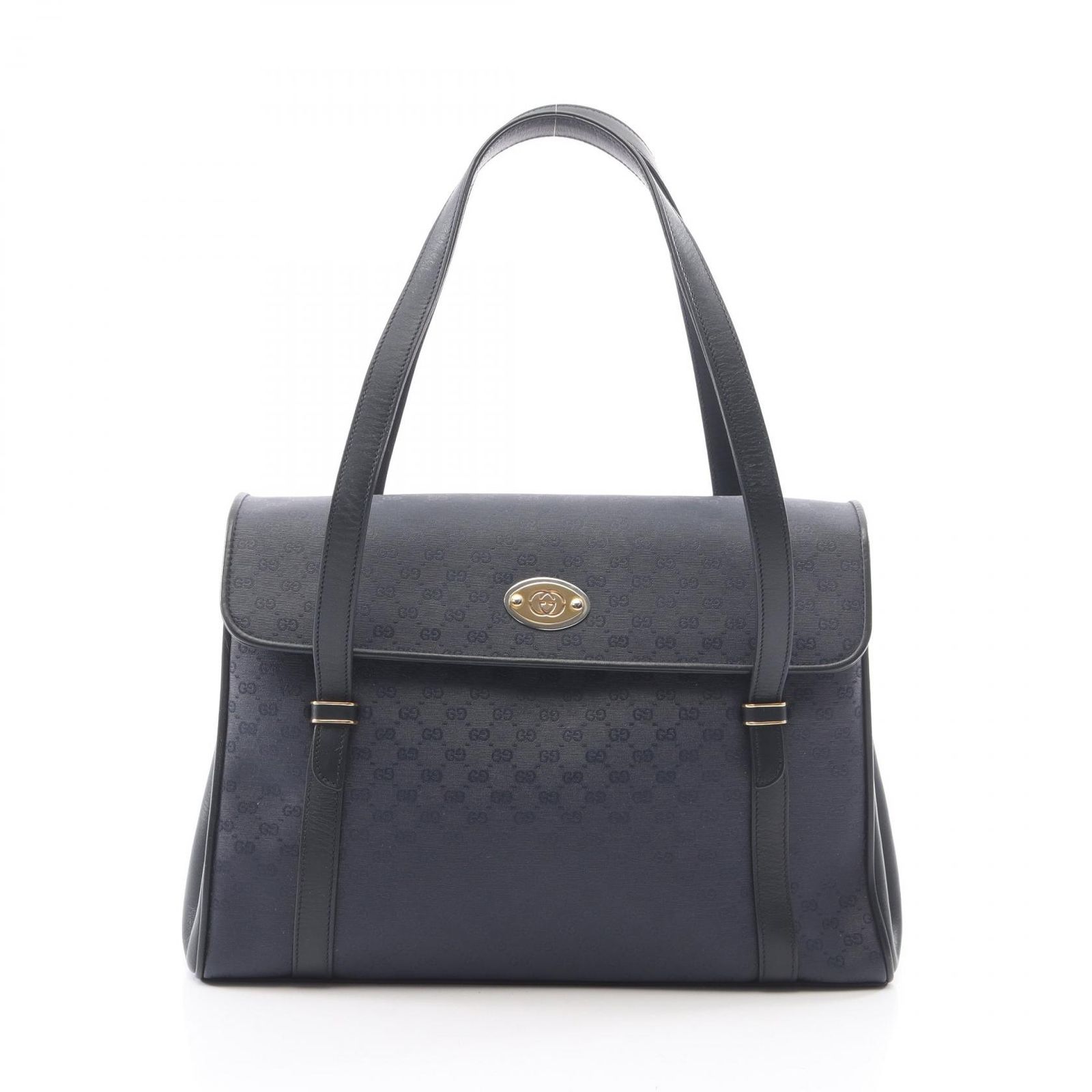 グッチ GUCCI ハンドバッグ オールドグッチ マイクロGGプラス ネイビー PVCコーティングキャンバス レザー マイクロGGスプリーム ハンドバッグ レディース Used B