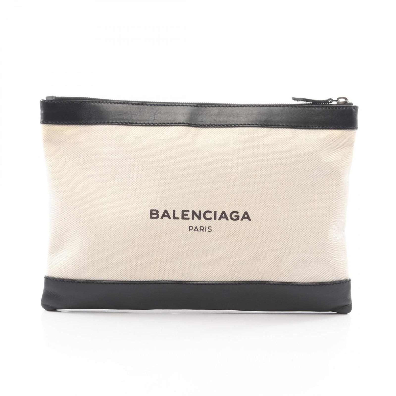バレンシアガ BALENCIAGA セカンドバッグ クラッチバッグ ネイビークリップ M 373834 アイボリー/ブラック キャンバス レザー ネイビークリップM ユニセックス Used B 34,970円