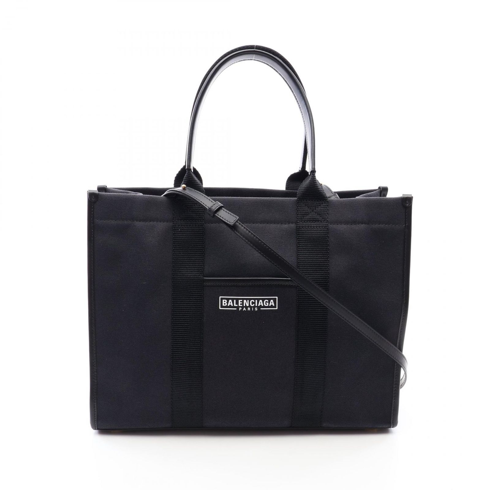バレンシアガ BALENCIAGA トートバッグ HARDWARE TOTE ハードウェア 2WAY ブラック/ホワイト キャンバス レザー ハードウェア ミディアム レディース Used A