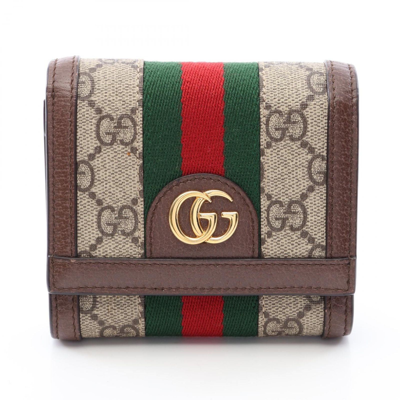 グッチ GUCCI 二つ折り財布 オフィディア GGスプリーム ウォレット シェリーライン 598662 ベージュ レザー オフィディア GGスプリーム 二つ折り財布 レディース