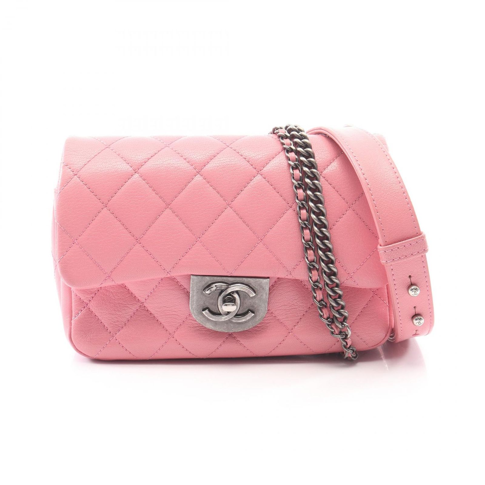 シャネル CHANEL ショルダーバッグ マトラッセ 2WAY ピンク レザー マトラッセ 2wayチェーンショルダー レディース Used A