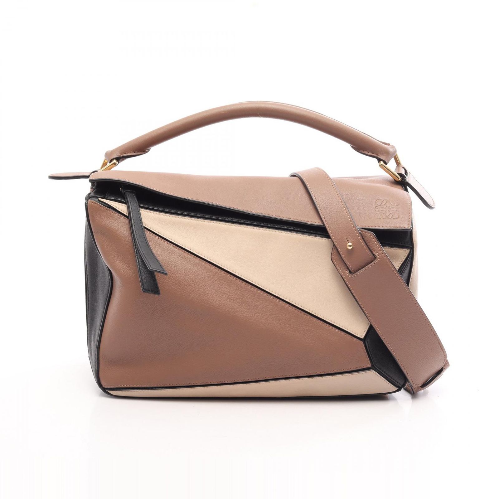 ロエベ LOEWE ハンドバッグ パズルバッグ ミディアム 2WAY ブラウン/ベージュ/ブラック レザー パズルバッグ ミディアム レディース Used B 121,400円
