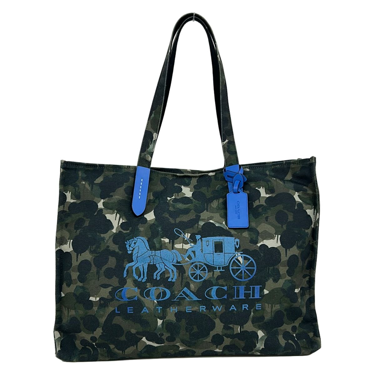 COACH(コーチ) トートバッグ 100 パーセント リサイクル トート CA276 カーキ×ダークグリーン×黒 迷彩柄