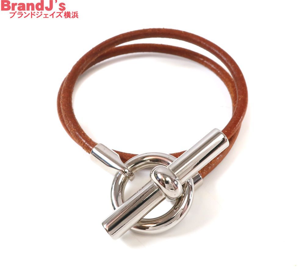 HERMES エルメス グレナン ブレスレット チョーカー ネックレス レザー シルバー金具 /34929