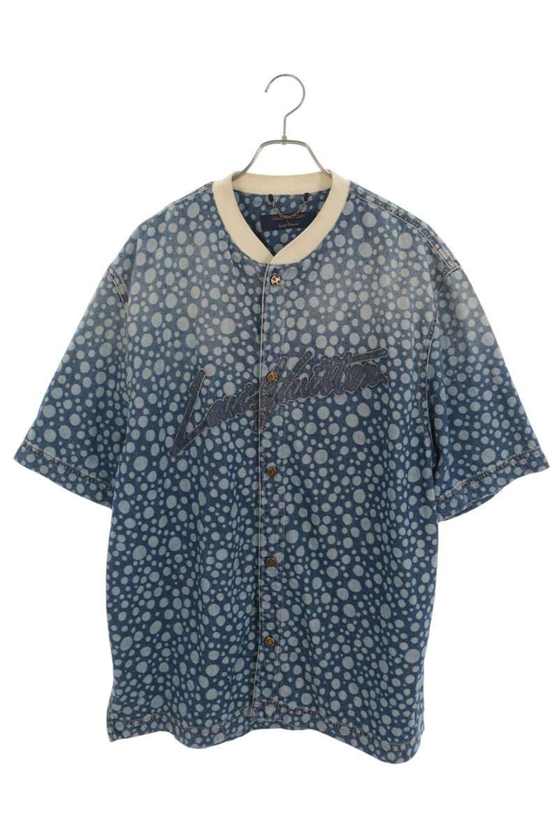 ルイヴィトン 23AW RM232H YN4 HOS33W ×草間彌生 インフィニティドットデニム半袖シャツ メンズ XXL