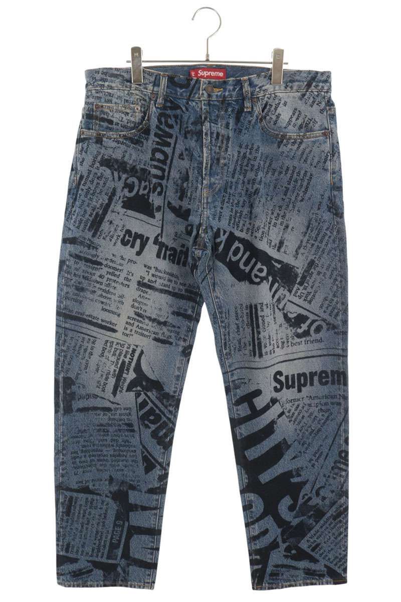シュプリーム 25SS Regular Jean Newspaper レギュラーニュースペーパーデニムパンツ メンズ 34