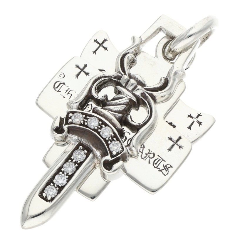 クロムハーツ 3TRINKETS P/DMND/スリートリンケッツ PAVEダイヤ/シルバーネックレストップネックレストップ メンズ