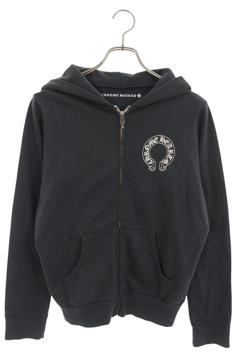 クロムハーツ SWTSHRT HD ZIP バックアーチロゴ袖フローラルプリントダガージップパーカー レディース S