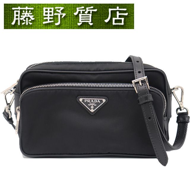 (美品)プラダ PRADA ナイロン ショルダーバッグ ブラック シルバー金具 BT1010 斜め掛け レディース ショルダーバッグ ブランド コンパクトバッグ prada バッグ中古 プラダバッグ クロスボディ 斜め掛けショルダー ナイロンバッグ 8165