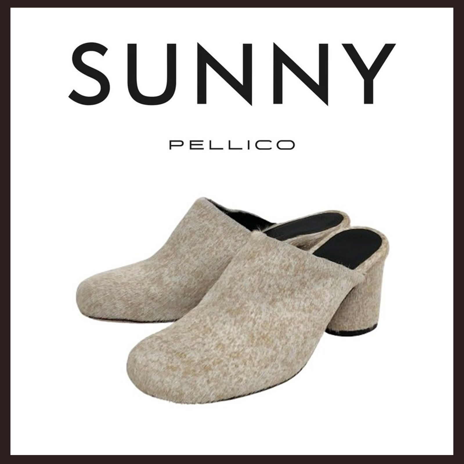 未使用 PELLICO SUNNY (ペリーコサニー) ポニーハラコ ミュール アイボリー系 23.5cm