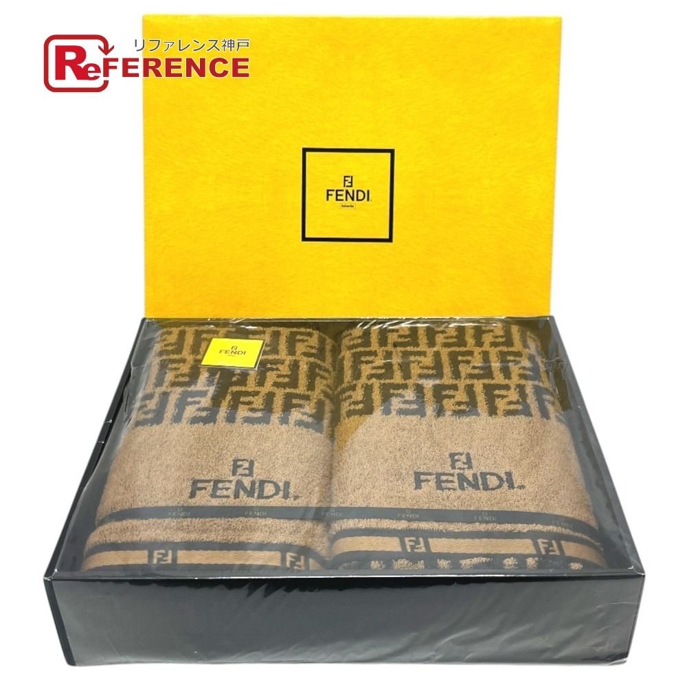 FENDI フェンディ タオル ズッカ柄 コットン ブラウン