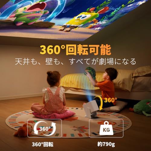 プロジェクター 家庭用 小型 【2026アップグレード版Android TV搭載＆Netflix対応＆790g軽量設計】32000LM 真の1080P 4K入力対応 天井投影 高輝度 Wi-Fi6 最大150インチ大画面 自動台形補正 静音Bluetoopms