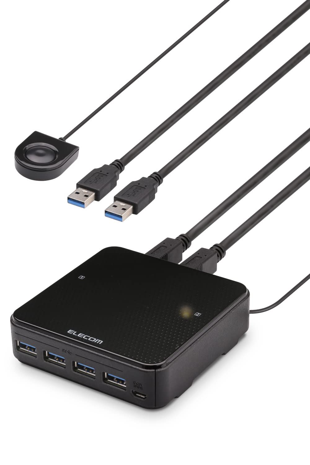 エレコム USB切替器 PC→2ポート USB3.0→4ポート 手元スイッチ ブラック U3SW-T2 [PC2台]