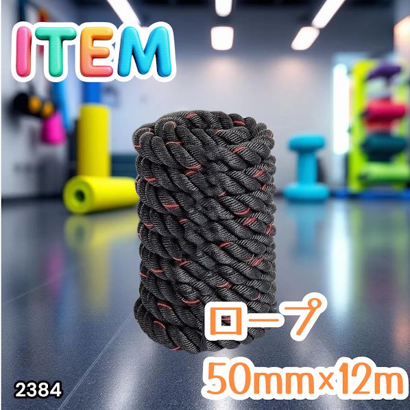 #2384 バトルロープ 50mm × 12m トレーニングロープ 16kg ジムロープ スイングロープ 筋トレ 格闘技 プロ仕様 ※北海道、沖縄本島、沖縄の離島、その他離島へは別途配送料有り
