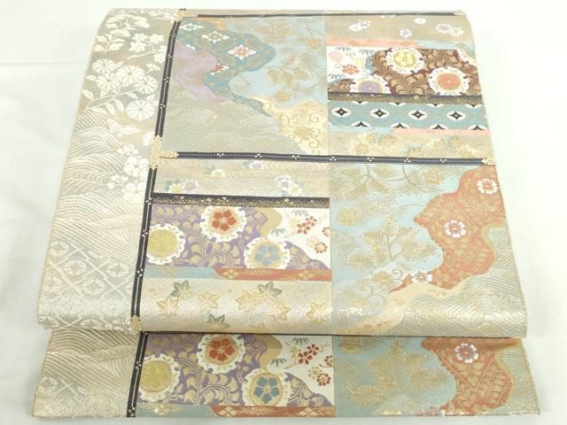 平和屋本店▼六通柄袋帯　唐織　九百錦　天井絵市松文　24K純金錦　正絹　逸品　DABI5476op 11,319円