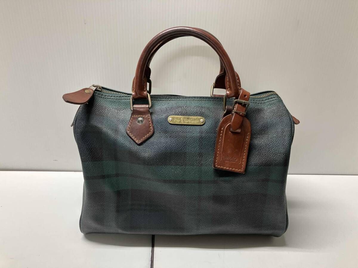 RALPH LAUREN ラルフローレン ミニボストンバッグ ブラックウォッチ PVCレザー