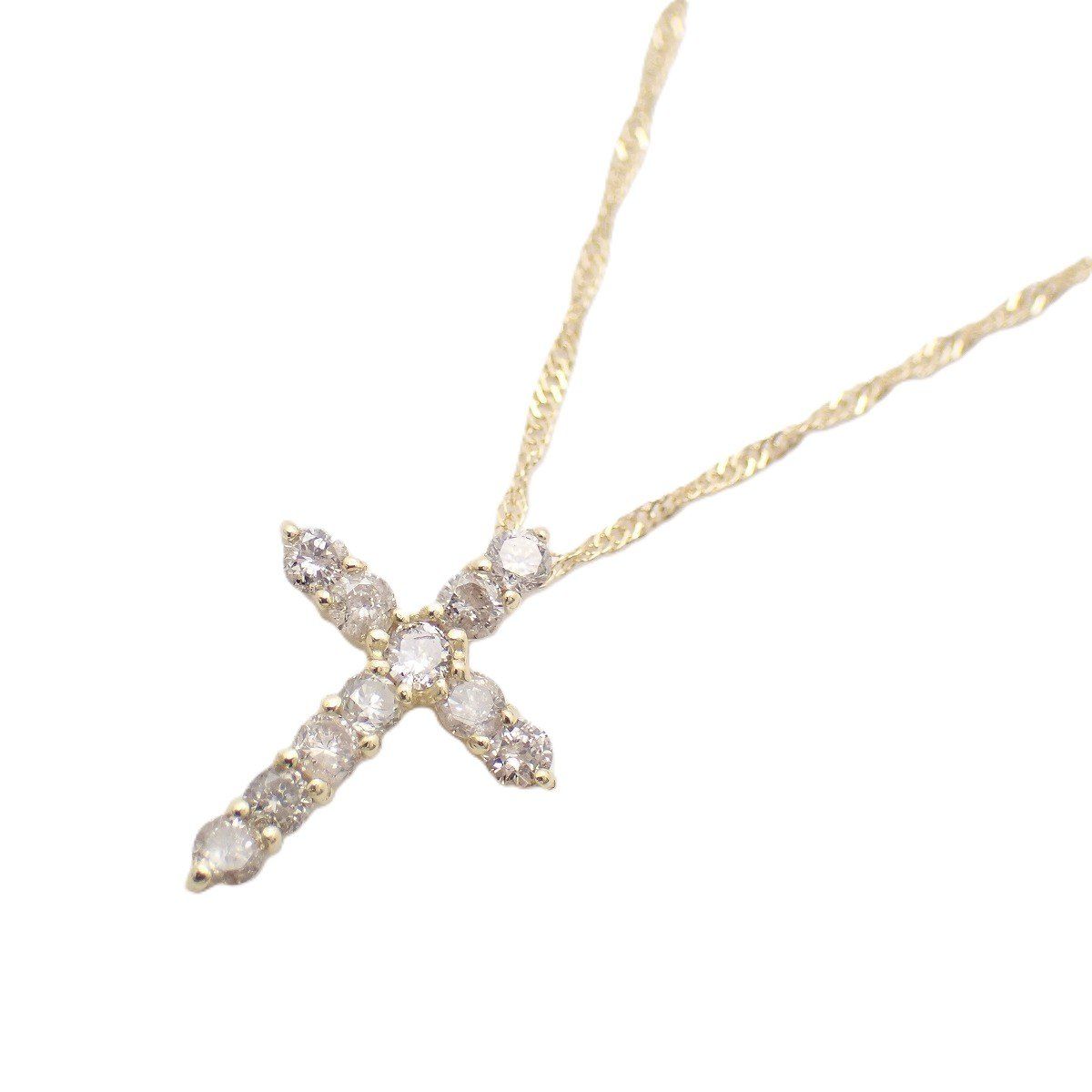 K18 クロス ネックレス K18YG/ダイヤモンド0.30ct【いおき質店】 30,173円