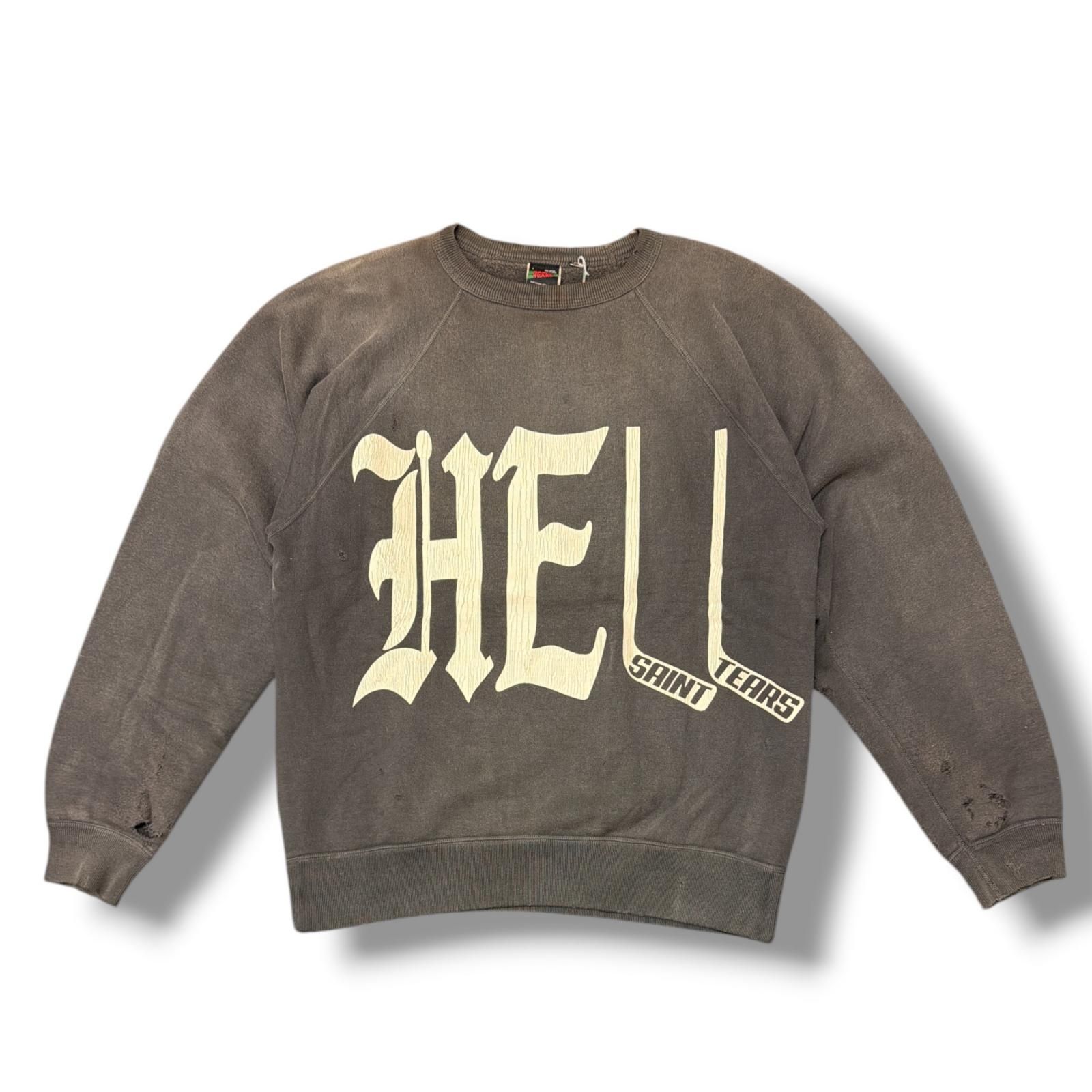 参考上代47300円 SAINT MICHAEL × DENIM TEARS 22AW DT-CREW SWT クルーネックスウェットトレーナー セントマイケル × デニムティアーズ SM-A22-0000-049 ブラック L （20435M）