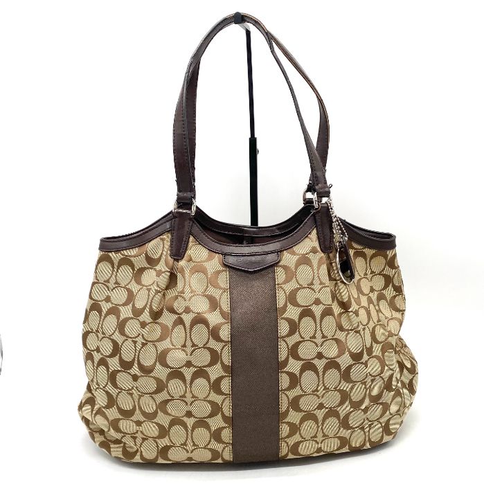 【中古】良品 COACH コーチ ロゴ シグネチャー キャンバス レザー トート バッグ eH10178A 6,915円