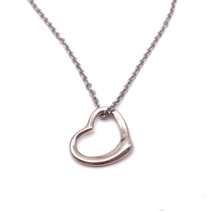 【中古】良品 TIFFANY ＆ Co. ティファニー オープンハート シルバー ネックレス fY03189A