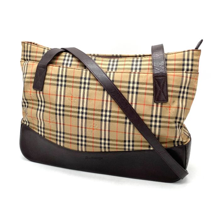 【中古】BURBERRY バーバリー ノバチェック キャンバス トート バッグ fY05116A