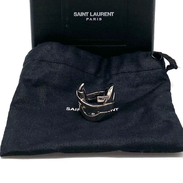 【中古】良品 Yves Saint Laurent サンローラン ロゴ シルバー リング fY05307A