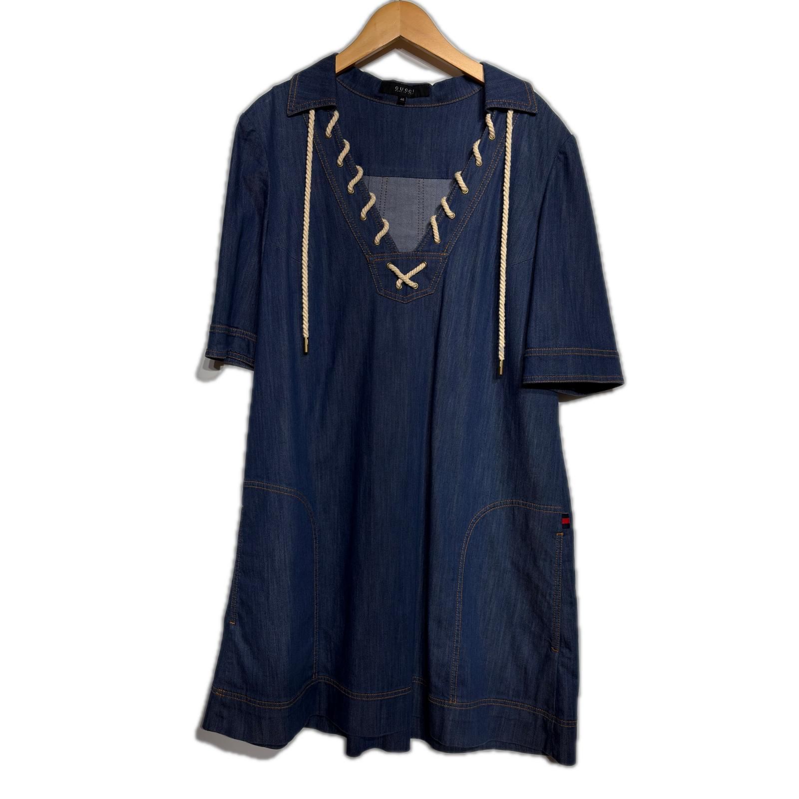 GUCCI グッチ デニムワンピース 214764 コットン ポリウレタン ネイビー レディース46【中古】【200】 33,634円