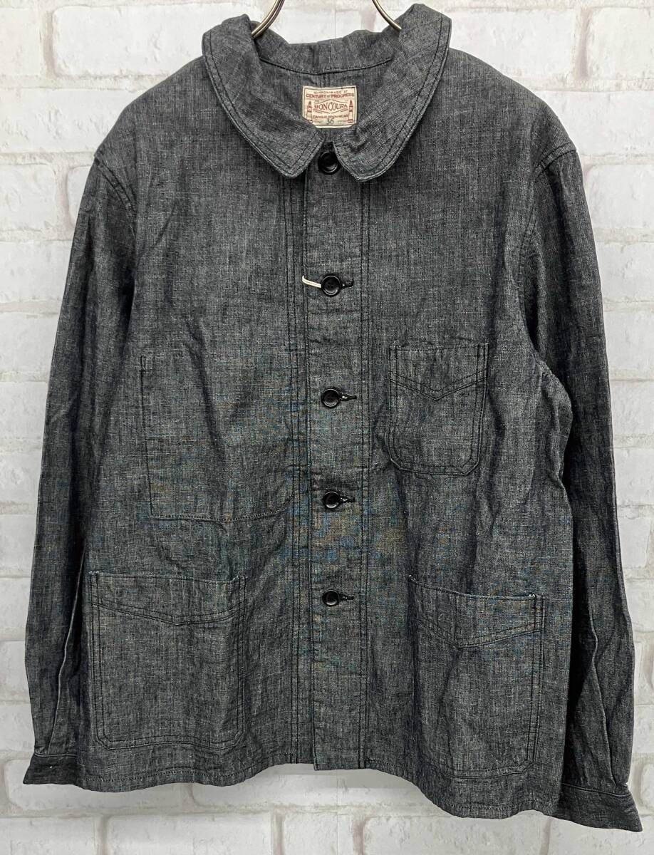 BONCOURA フレンチワークジャケット ボンクラ ワークジャケット Vポケット コットンリネン size36