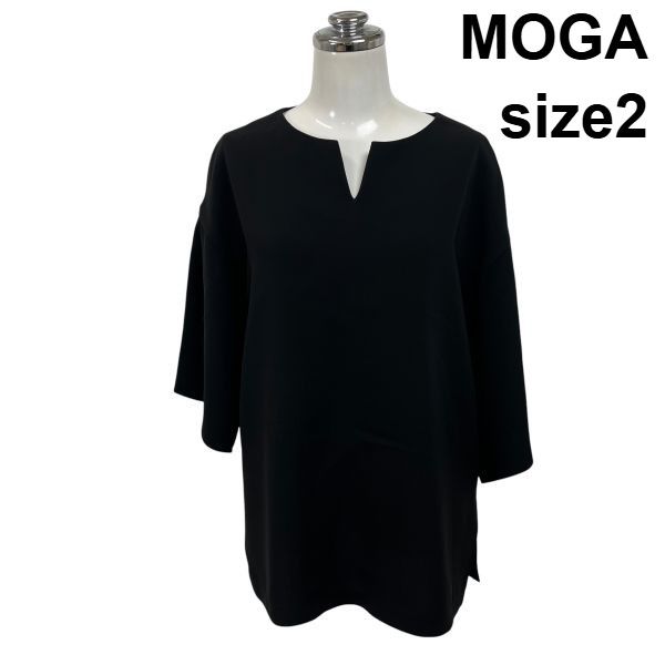 ◇ モガ MOGA チュニック 七分袖 キーネック サイドスリット ドロップ