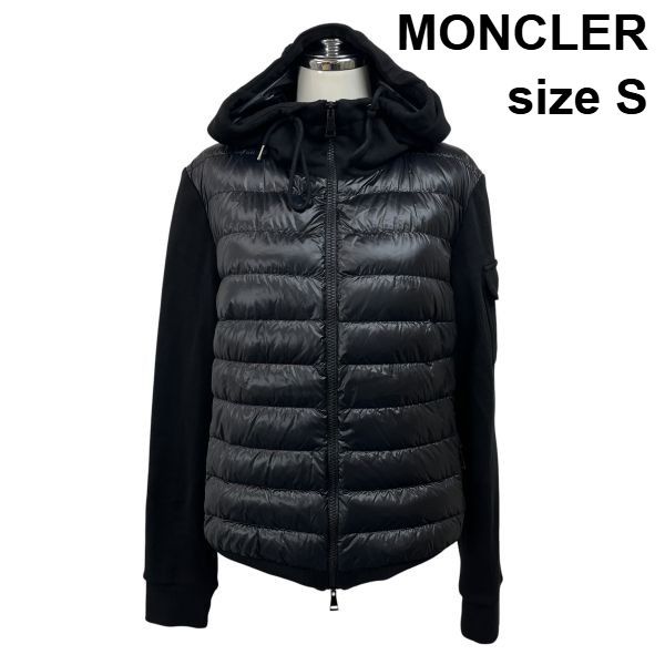 ●◆ モンクレール MONCLER ダウンパーカー 長袖 ハイネック フード付き 異素材 黒 ピュアグースダウン フェザー S 7号 レディース S6I591 46,068円
