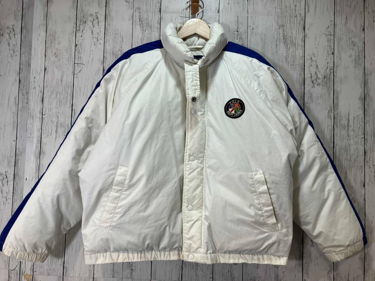 90's POLO RALPH LAUREN ポロラルフローレン ダウンジャケット スキーダウンジャケット オフホワイトxブルー M 10,138円