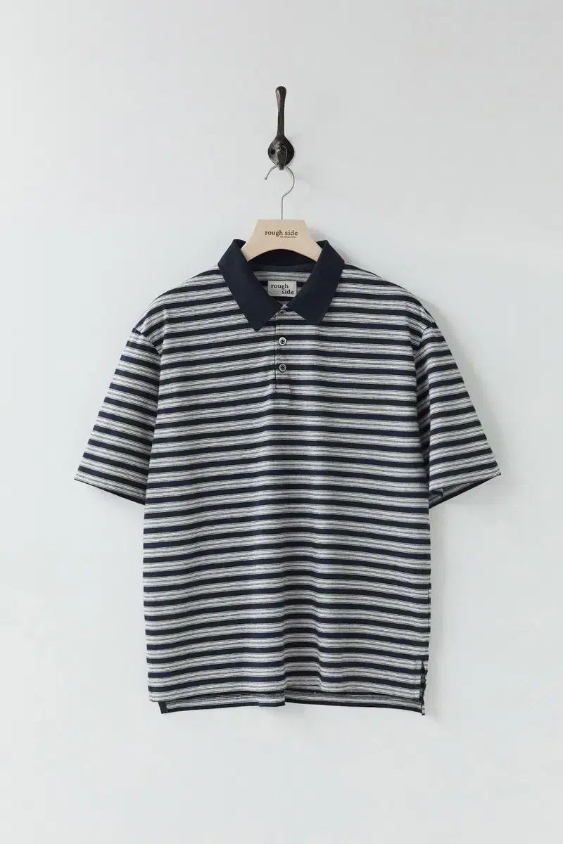 3 ROUGH SIDE MULTI ストライプ ポロ シャツ ネイビー 9,073円
