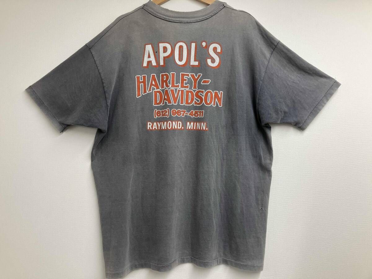 80s hanes beefy シングルステッチ ハーレーTシャツ APOL'S HARLEY DAVIDSON XXL BIG SIZE フェード