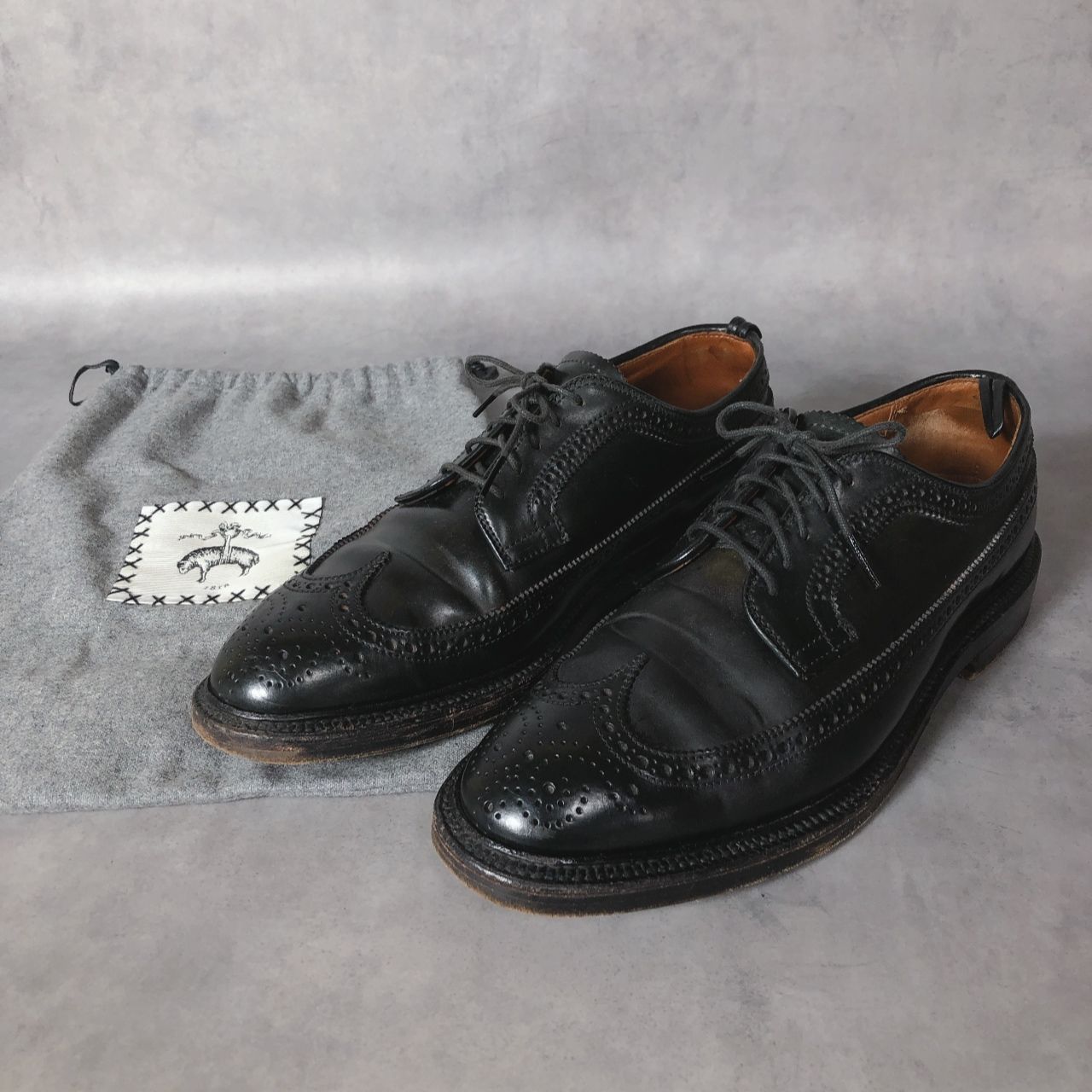 PQ612◇BLACK FLEECE : Alden製 Lot23275 ロングウイングチップシューズ◇us8-1/2D◇黒系 BROOKS BROTHERS ブラックフリース