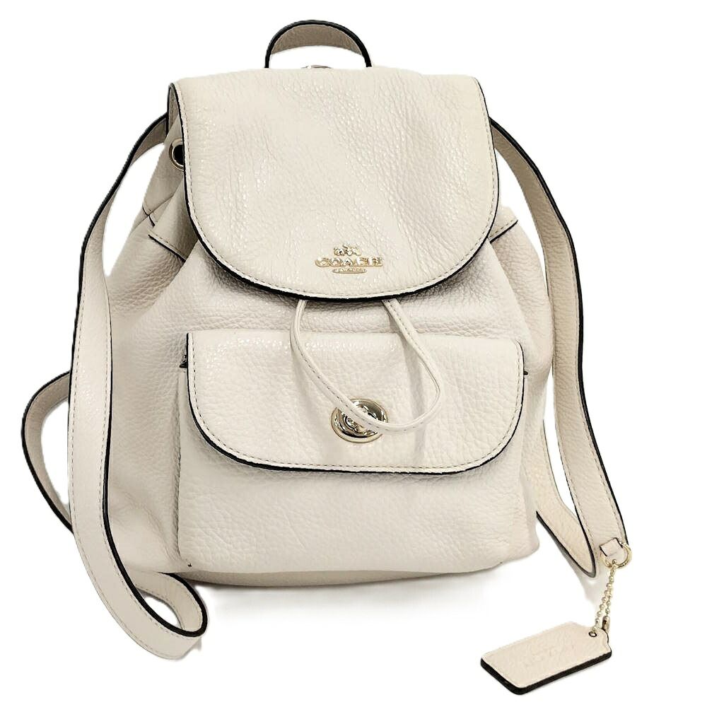 Coach F37621 Mini Backpack Leather Ivory Off White