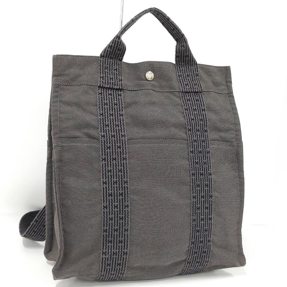 HERMES エールライン アド MM バックパック リュック ナイロンキャンバス グレー系