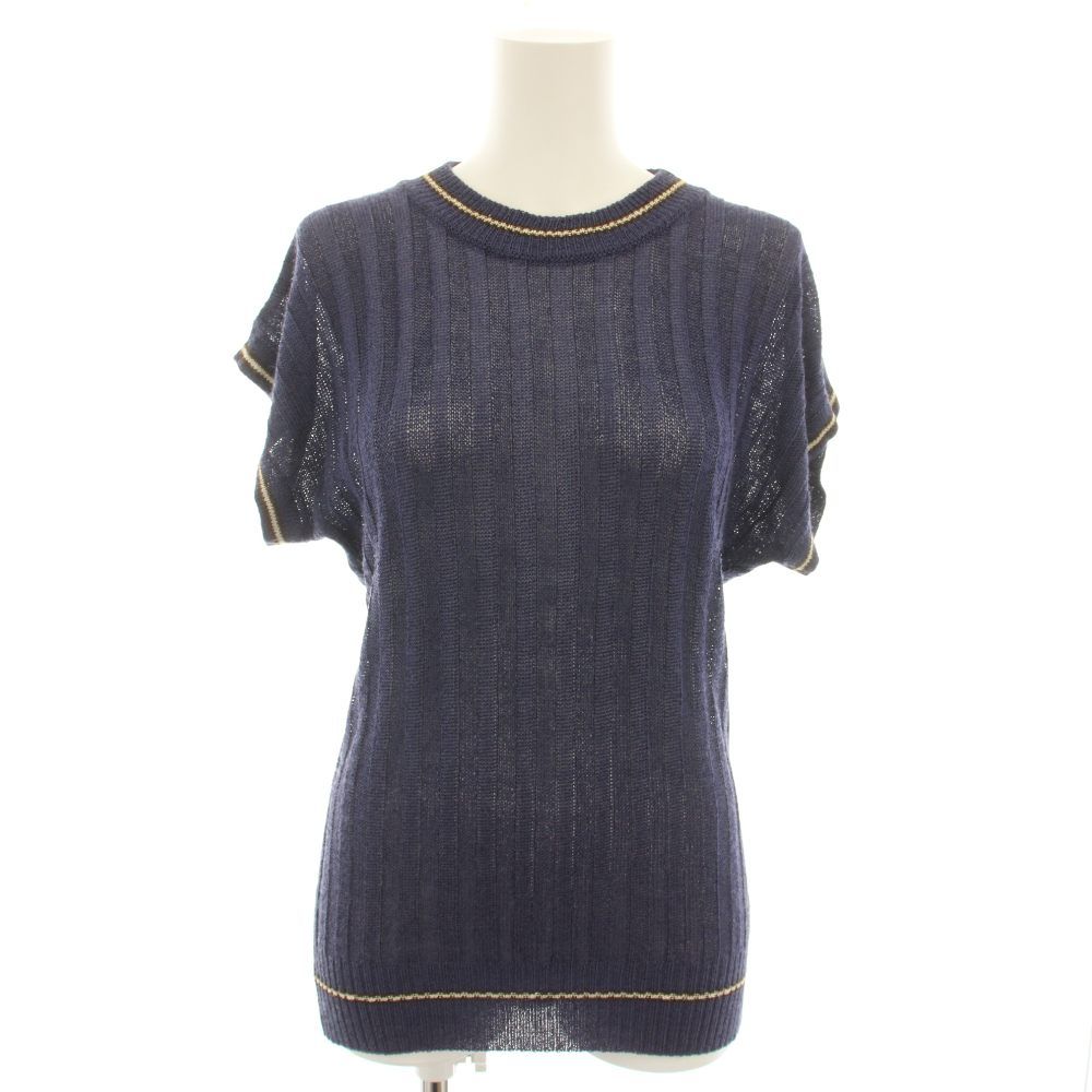 イッセイミヤケ ISSEY MIYAKE 透かし編みニット セーター カットソー クルーネック 半袖 麻 リネン混 ヴィンテージ 青 ブルー /YT ■GY53 15,257円