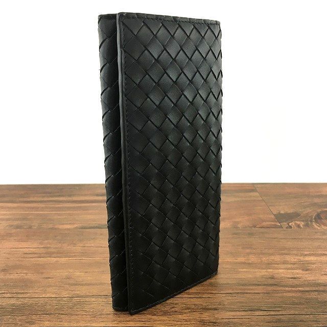 美品 BOTTEGA VENETA 札入れ ブラック イントレチャート カーフスキン 284