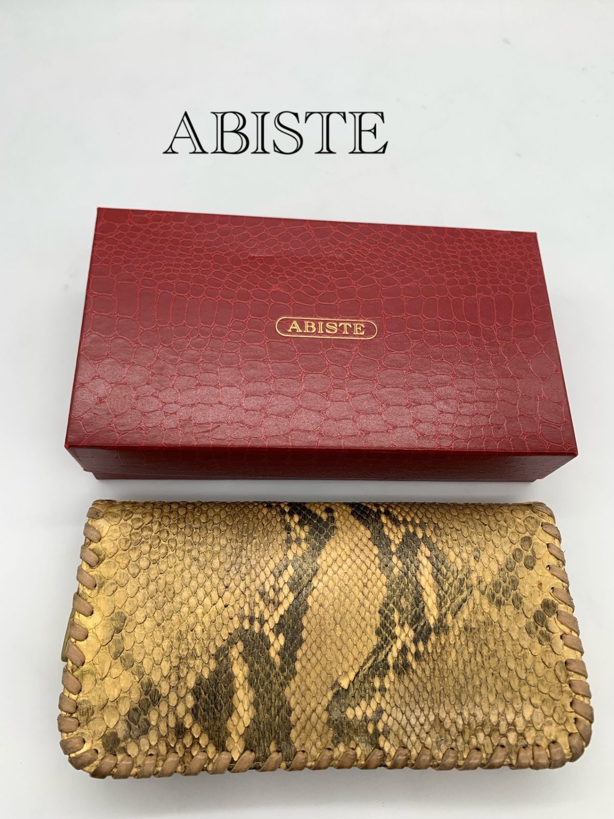 ABISTE ラウンドファスナー ウォレット長財布 ヘビ 蛇 スネーク ゴール