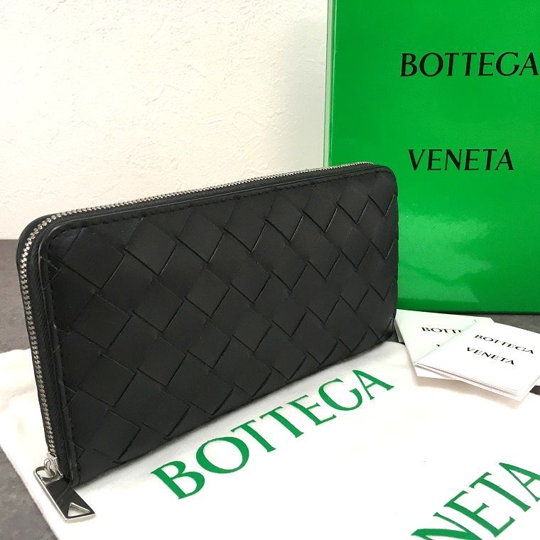 極美品 BOTTEGA VENETA 長財布 マキシイントレチャート ブラック 293