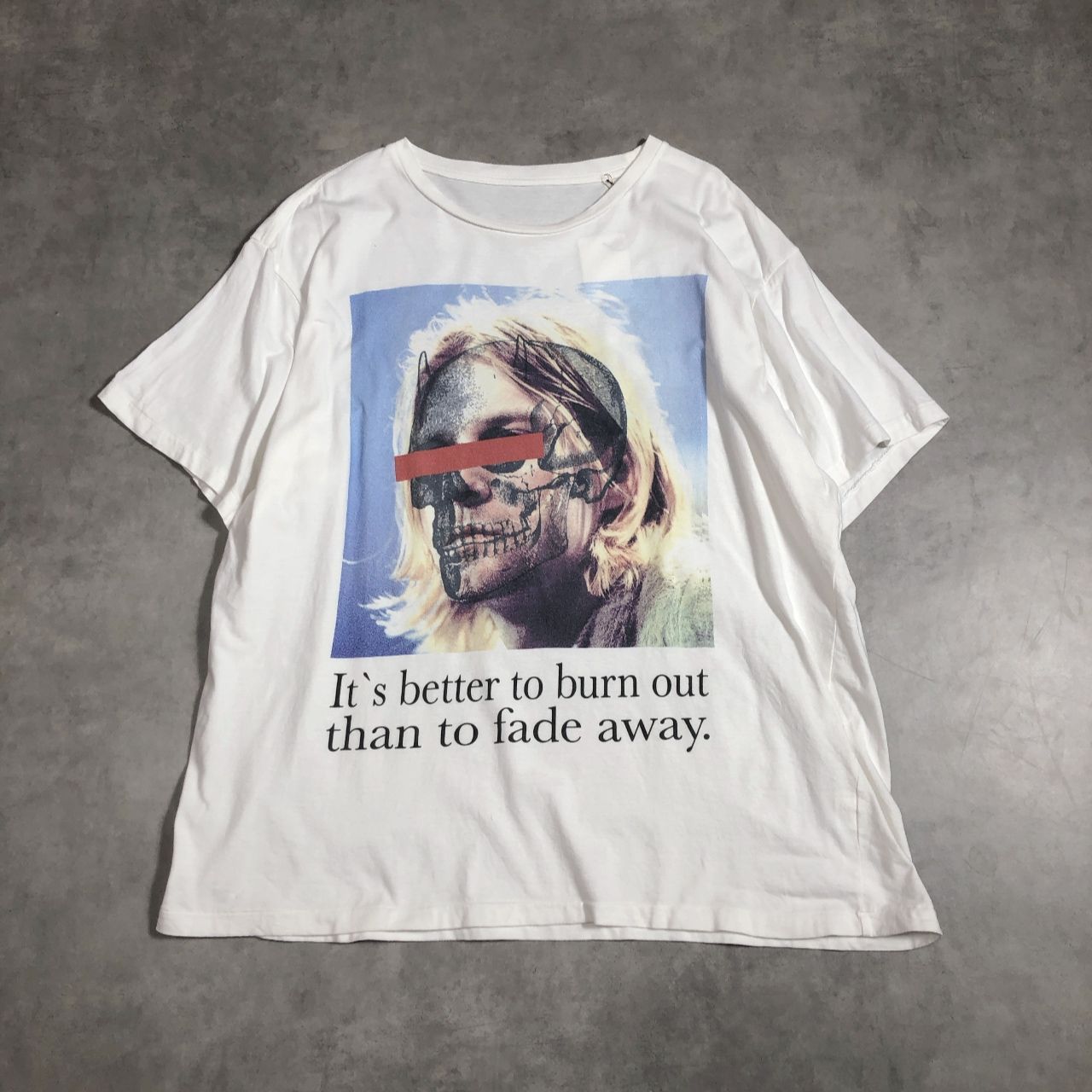 GQ6343◇THREE FACE : カートコバーン 手刷り Tシャツ◇XL◇白系 スリーフェイス 半袖 7,110円