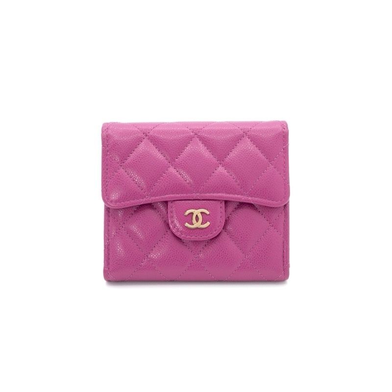 シャネル CHANEL 財布 三つ折り財布 ミニ財布 ミニウォレット パープル ゴールド マトラッセ ココマーク コンパクトウォレット