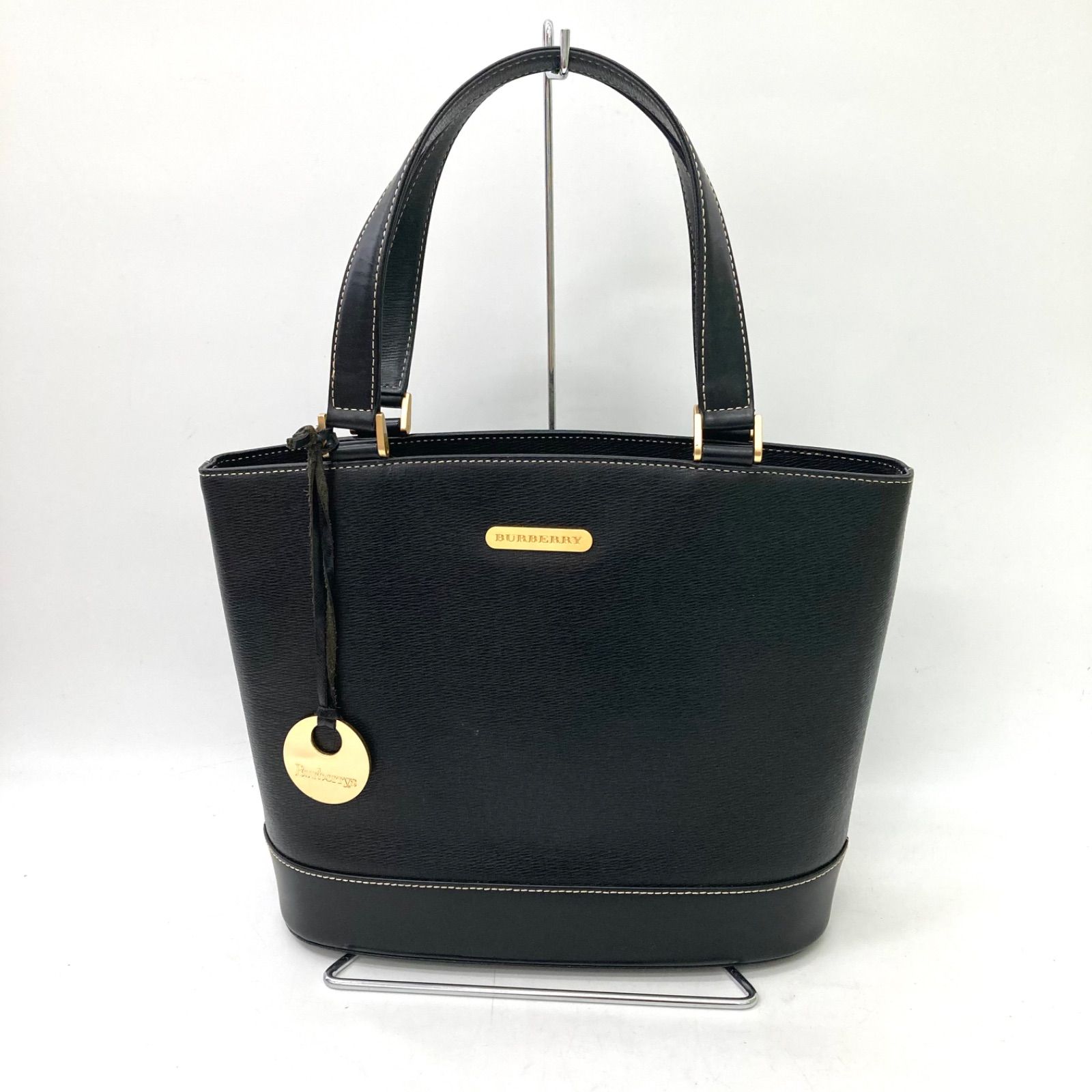 【BURBERRY】バーバリー ハンドバッグ ブラック レザー トートバッグ☆