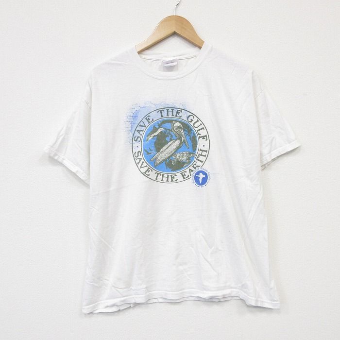 L/古着 ヘインズ 半袖 ビンテージ Tシャツ メンズ 00年代 00s 鳥 コットン クルーネック ホワイト 26jul28